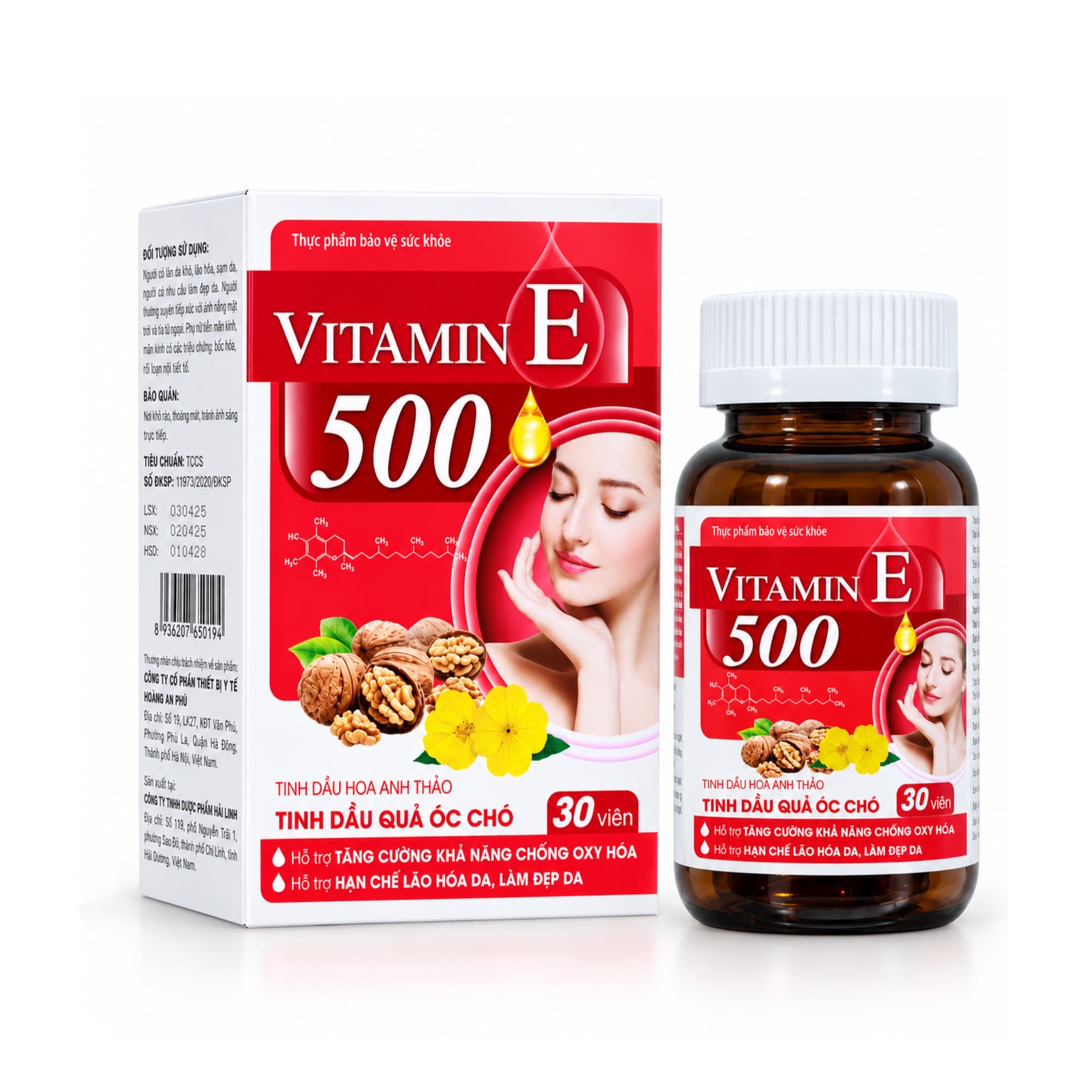 Vitamin E 500, hỗ trợ chống oxy hóa và làm đẹp da