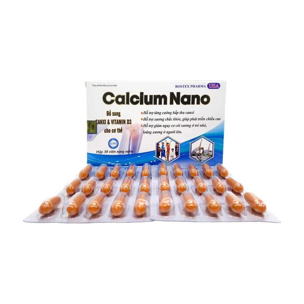Hỗ trợ xương khớp Calcium nano rostex pharma (h/30v) (xanh dương)