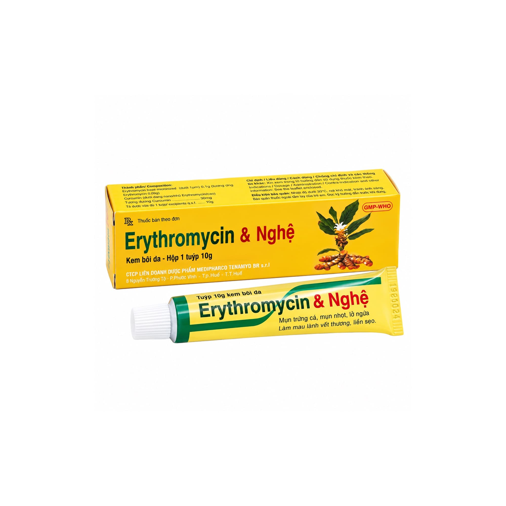 huốc dùng ngoài Erythromycin & Nghệ Medipharco trị mụn, viêm tấy, mau lành vết thương