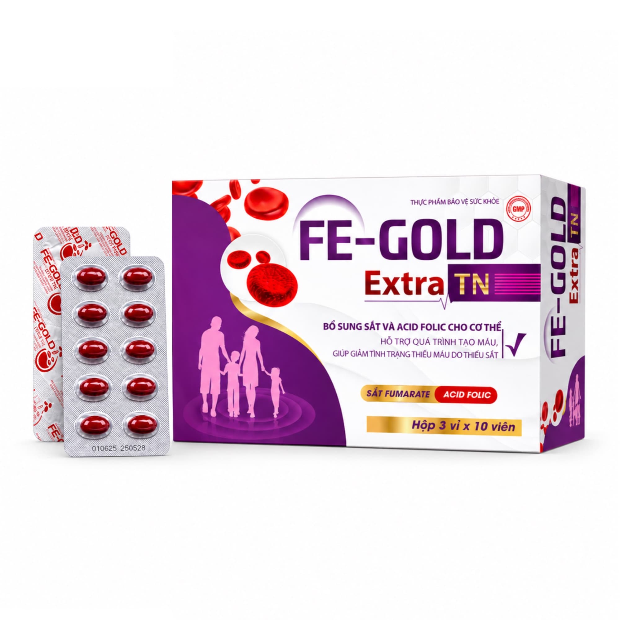 Viên uống bổ sung sắt Fe Gold Extra TN Việt Nhật dạng vỉ Viên uống bổ sung sắt Fe Gold Extra TN Việt Nhật dạng vỉ